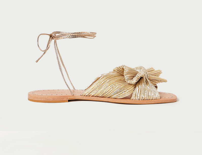 Peony Gold Pleated Bow Slide
