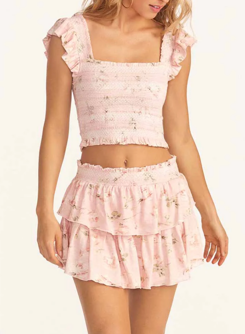 Pink frill mini sales skirt