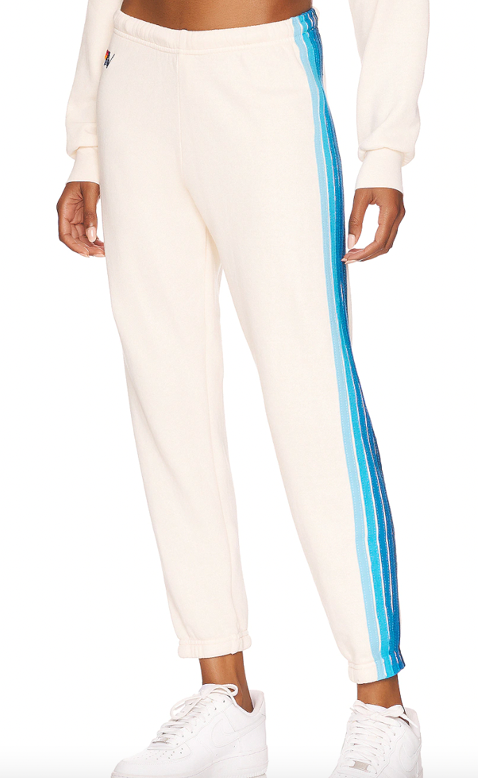 White and blue track 2025 pants