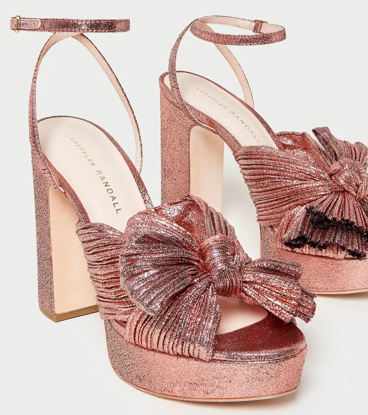 Natalia Platform Bow Heel Metallic Rose Chic Streets