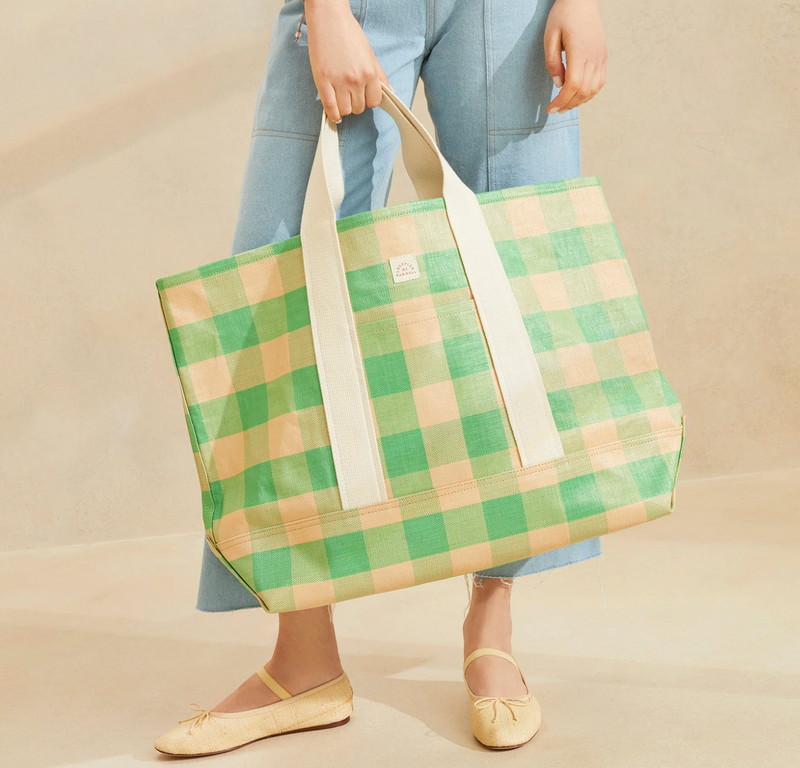 Bodie Green Gingham Oversized Tote