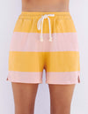 Rugby Stripe Shorts ~ Blush Yellow Flame