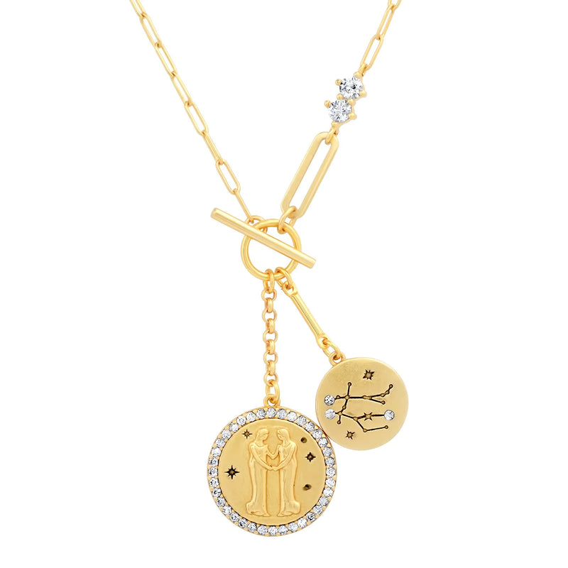 Double Coin Pendant Zodiac and Constellation Necklace