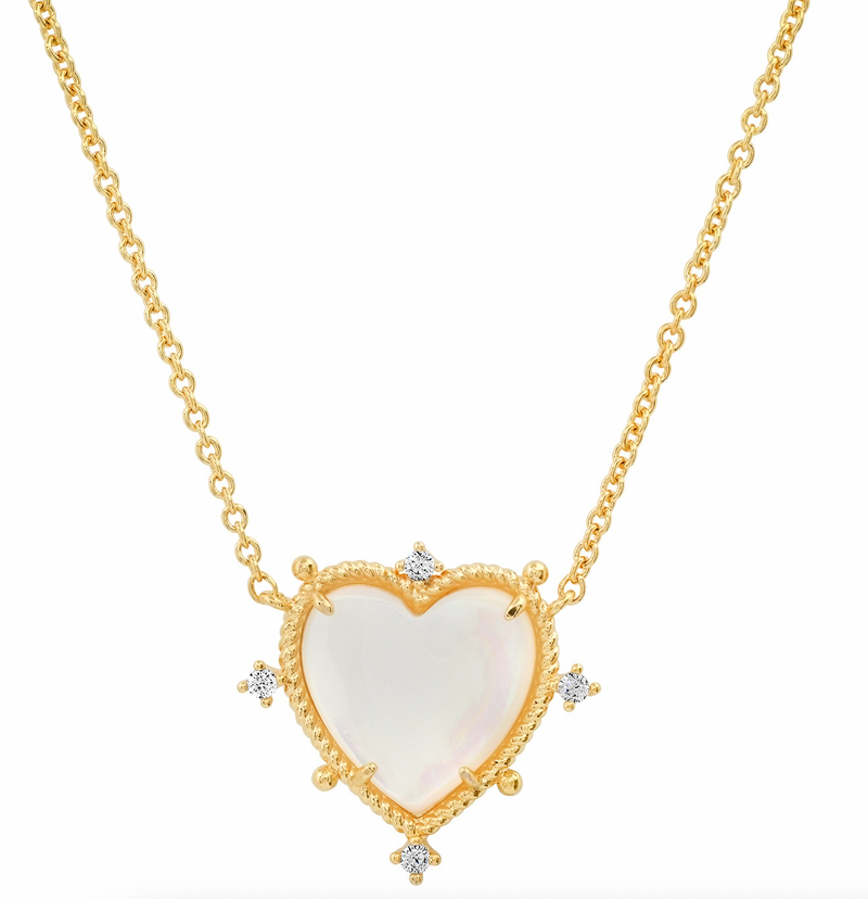 Simple Chain Necklace with Mother of Pearl Heart