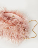 Zahara Mini Feather Pouch ~ Blush