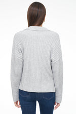 Zoe Relaxed Polo Sweater ~ Heather Grey