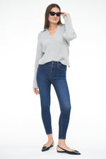 Zoe Relaxed Polo Sweater ~ Heather Grey