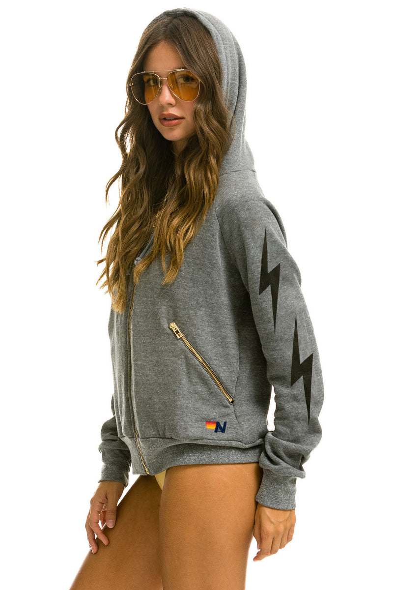 Bolt 4 Zip Hoodie Relaxed with Pockets ~ Heather Grey