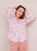 Floral Linen Raglan Shirt - Peach Jardin Print