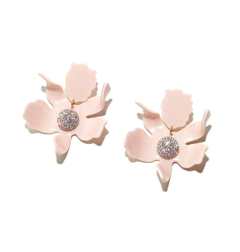 Crystal Lily Earrings ~ Blush Sparkle