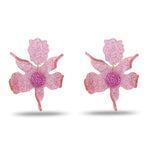 Diva Pink Crystal Lily Earrings