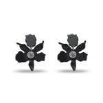 Jet Small Crystal Lily Earrings