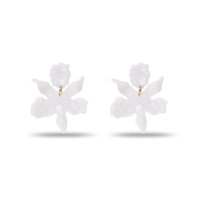 Small Paper Lily Earrings ~ Mother of Pearl