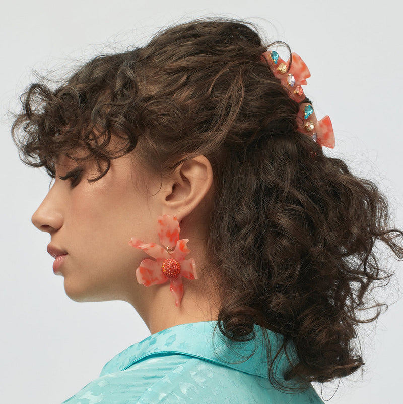 Crystal Lily Earrings ~ Papaya
