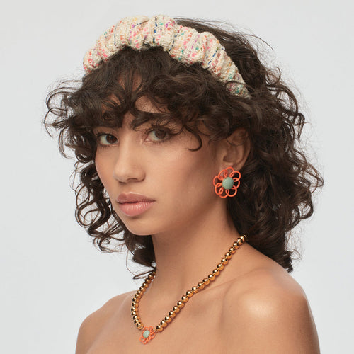 Marigold Button Earrings ~ Papaya