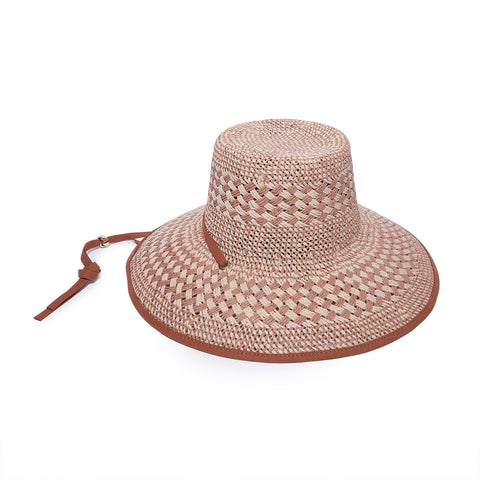 Brielle Checkered Straw Hat ~ Soft Sunset – Chic Streets display picture 3