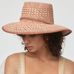 Brielle Checkered Straw Hat ~ Soft Sunset