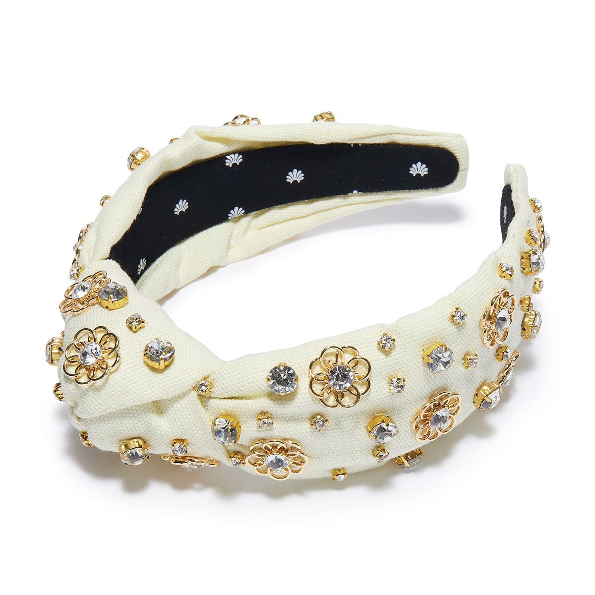 LELE SADOUGHI IVORY VELVET CRYSTAL HEADBAND. Lele Sadoughi Knotted Raffia Headband - Ivory | Editorialist main image 2