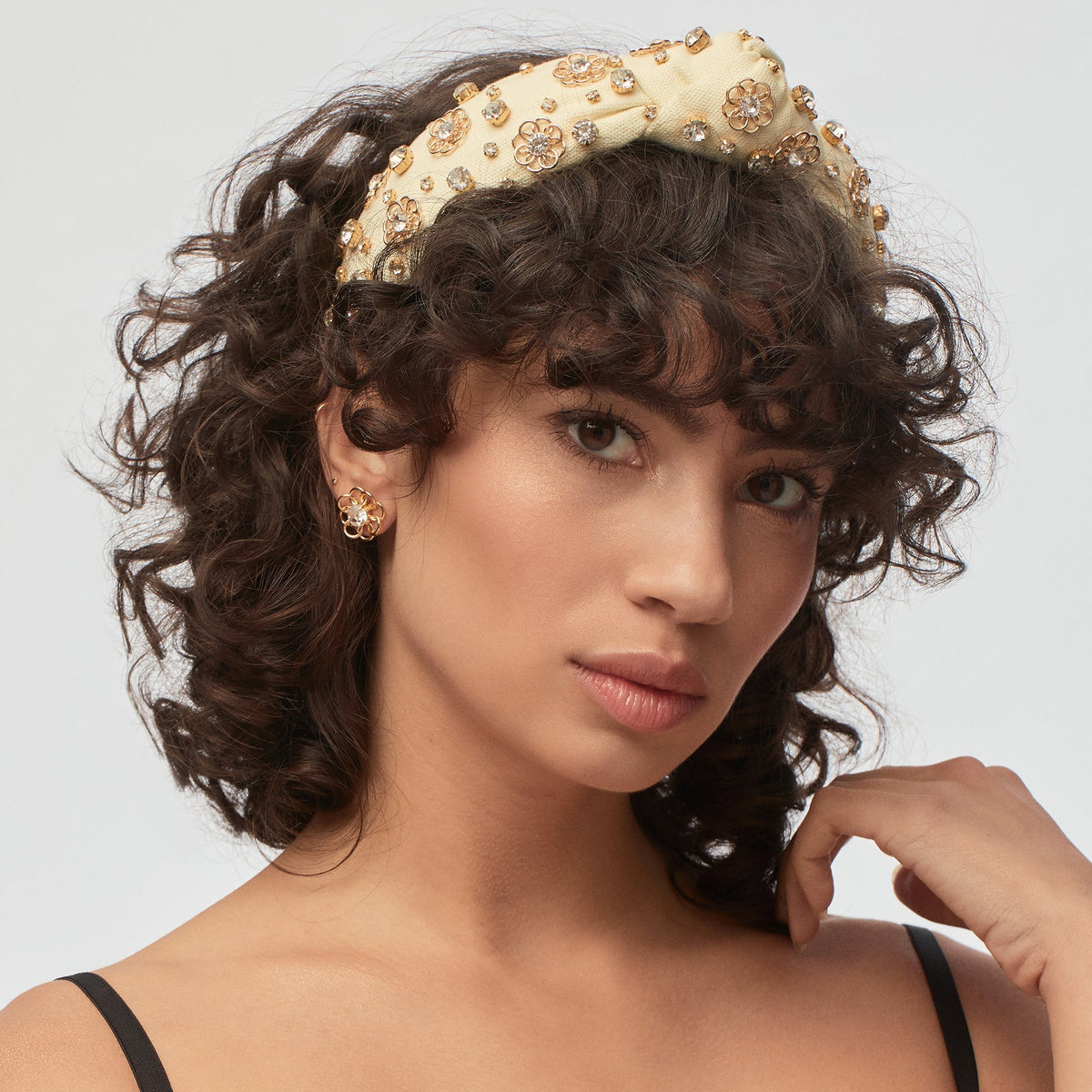 LELE SADOUGHI Ivory crytal headband IVORY PEARL EMBELLISHED VELVET GIGI HEADBAND | Bella Bridesmaids main image 4