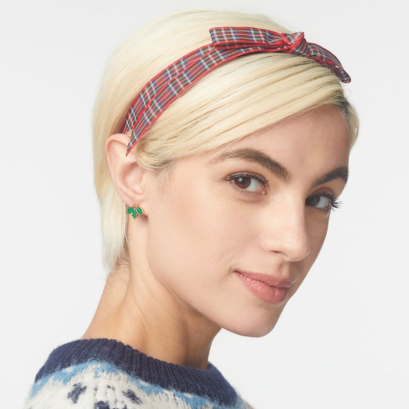 Red Tartan Bardot Ribbon Headband