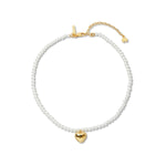 Gold Lace Heart Pearl Necklace