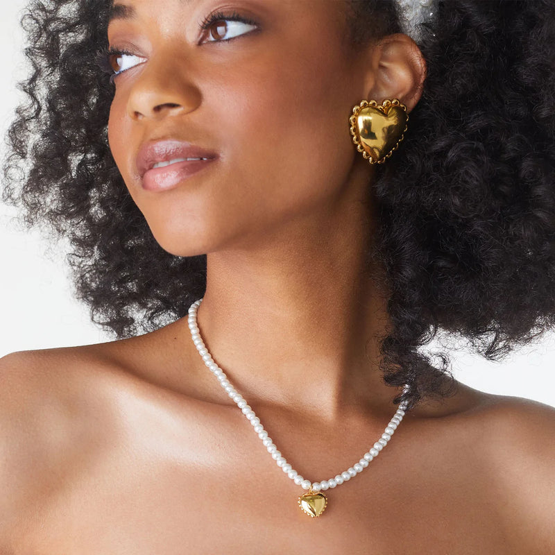 Pearl Necklace with Heart -Gold Vermeil | Delonix Jewelry