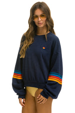 Rainbow Stitch Crew Sweatshirt Relaxed ~ Navy