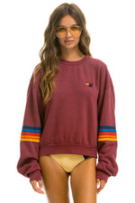 Rainbow Stitch Crew Sweatshirt Relaxed ~ Plum