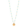 Delicate Beaded Necklace with Circle Pendant
